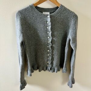 Women’s Willow & Wind, Gray Button-Front Scallop Edged Cardigan - Size S